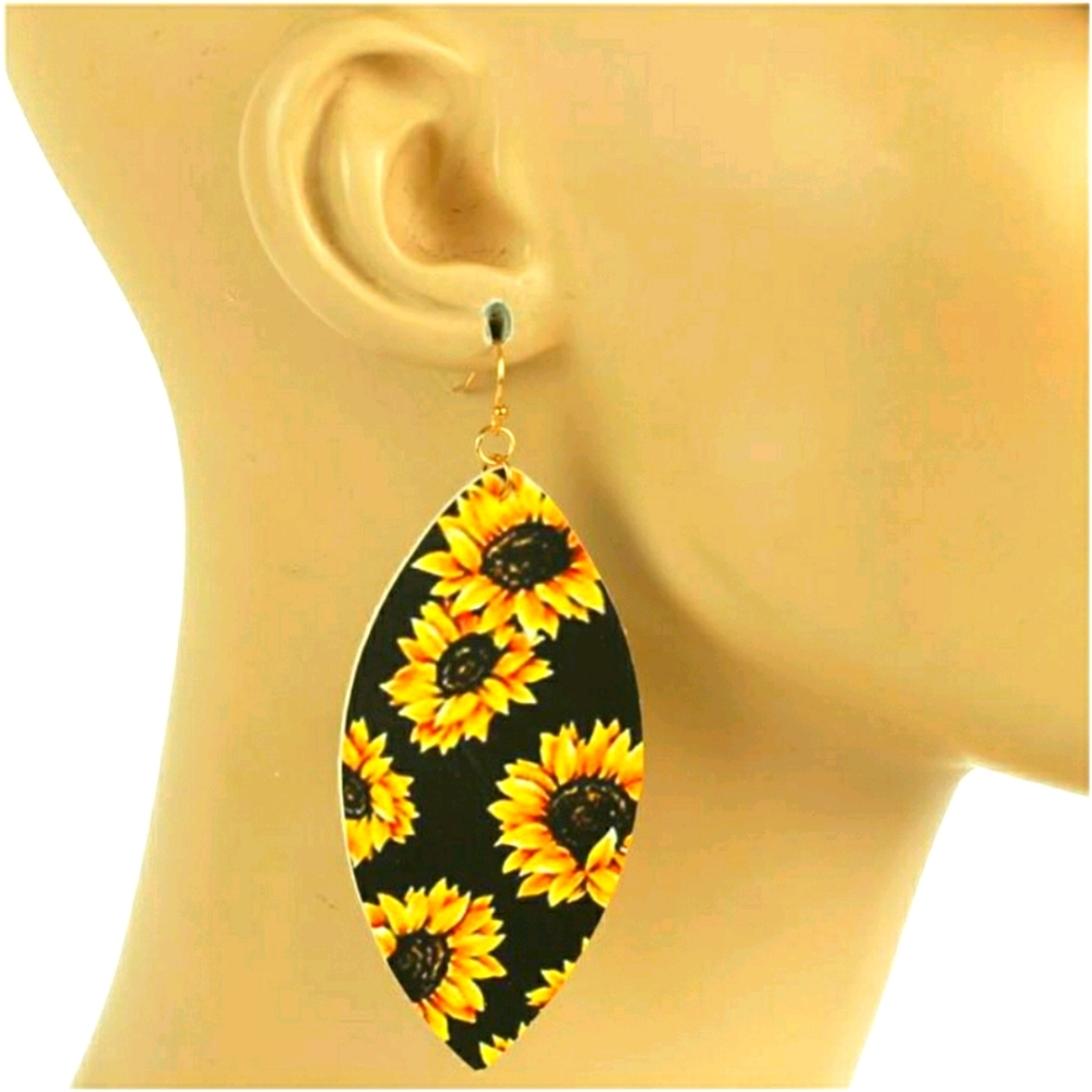 Sunflower Oval Earrings